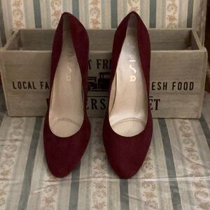 Unisa Burgundy Suede Round-Toe Pumps